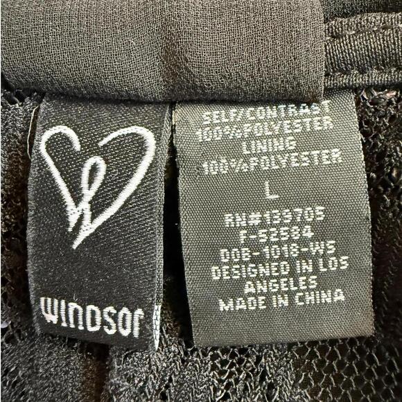 Windsor Black Sequin Lace Bow-Back Skater Dress L Women’s Party Holiday - Picture 3 of 5